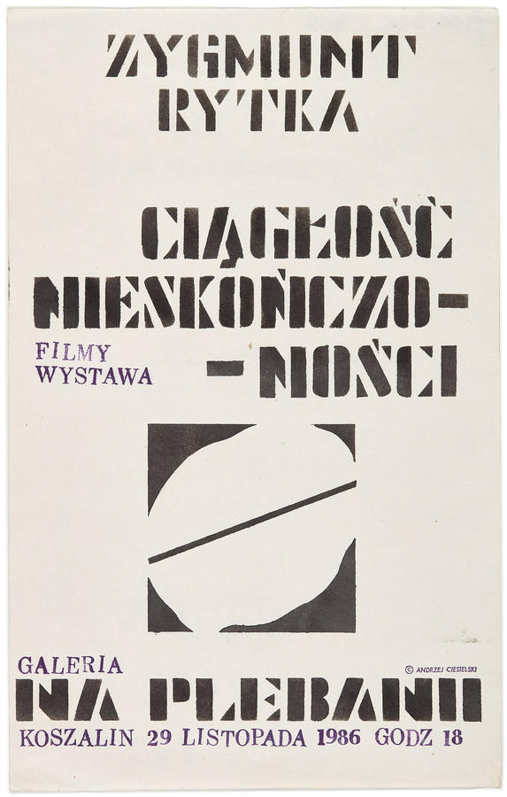 Plakat do wystawy Zygmunta Rytki &bdquo;Ciągłość nieskończoności&rdquo;
