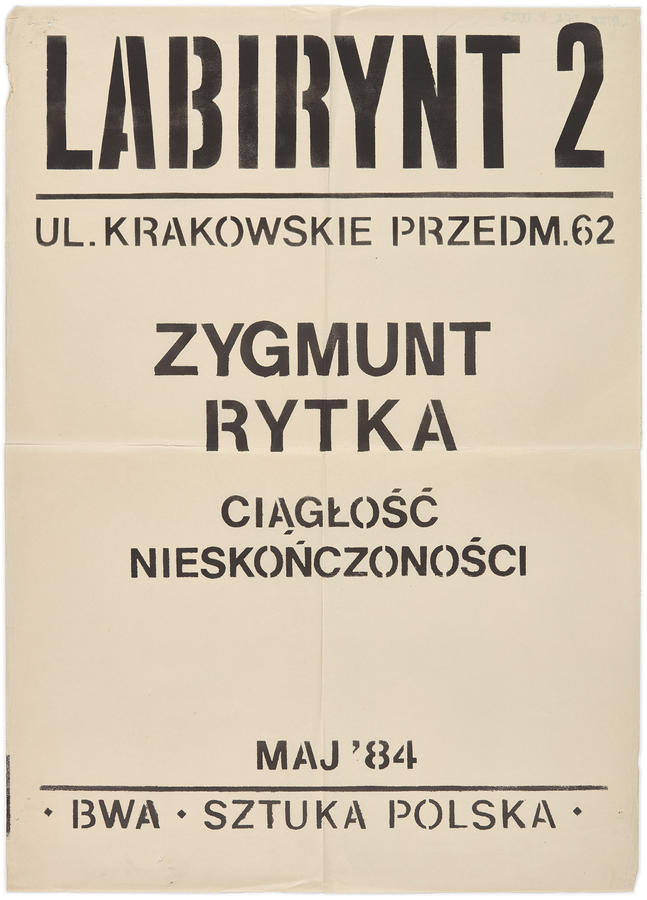Plakat do wystawy Zygmunta Rytki &bdquo;Ciągłość nieskończoności&rdquo;