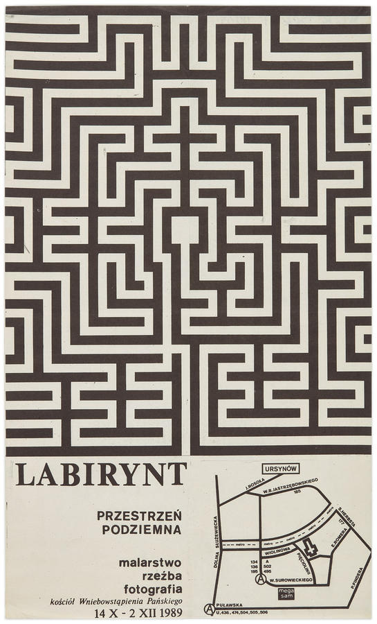 Plakat do wystawy &bdquo;Labirynt - przestrzeń podziemna - malarstwo, rzeźba, fotografia&rdquo;
