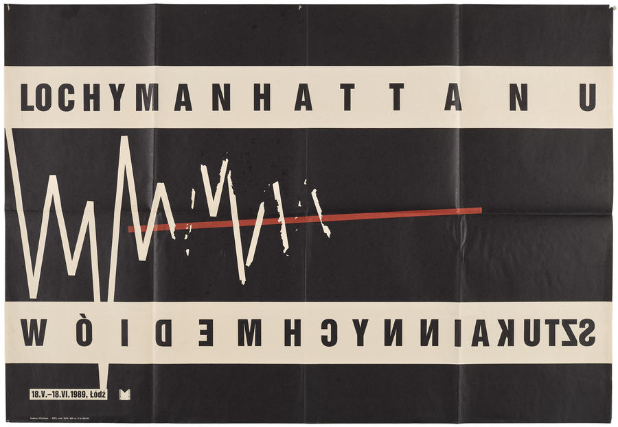 Plakat do wystawy &bdquo;Lochy Manhattanu, czyli sztuka innych medi&oacute;w&rdquo;