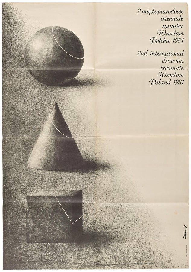 Plakat informujący o wydarzeniu &bdquo;II międzynarodowe triennale rysunku&rdquo;