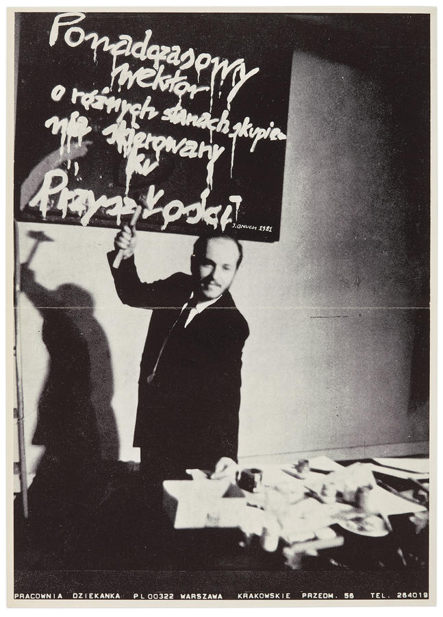 Plakat do wydarzenia &bdquo;Ponadczasowy wektor o r&oacute;żnych stanach skupienia skierowany ku przyszłości&rdquo;