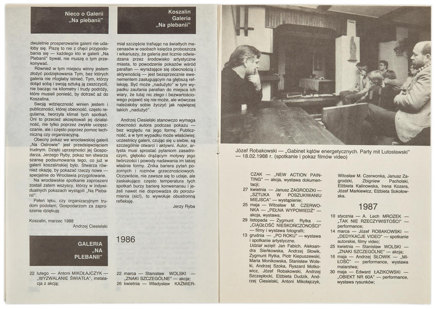 Broszura informacyjna Galerii Na Plebanii