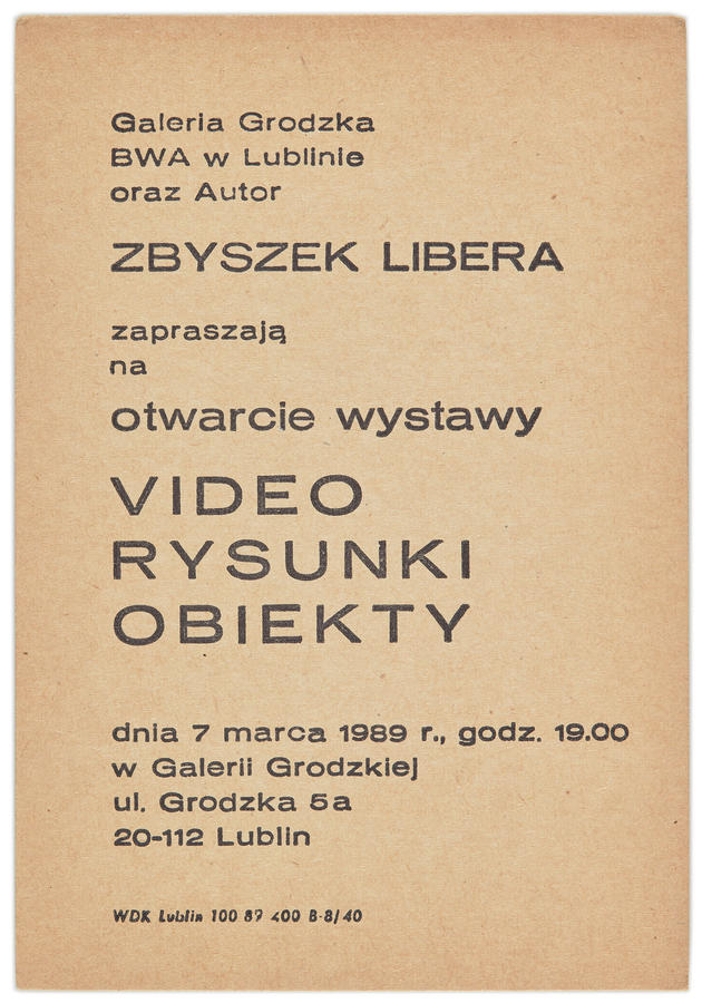 Zaproszenie na otwarcie  wystawy Zbigniewa Libery