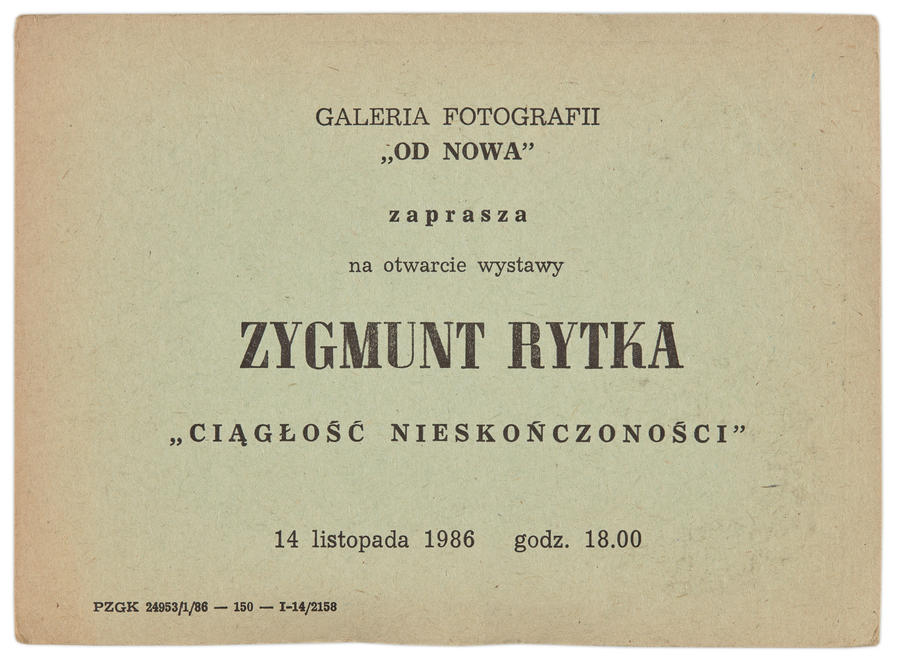 Zaproszenie na otwarcie wystawy fotograficznej Zygmunta Rytki pt. &bdquo;Ciągłość nieskończoności&rdquo;