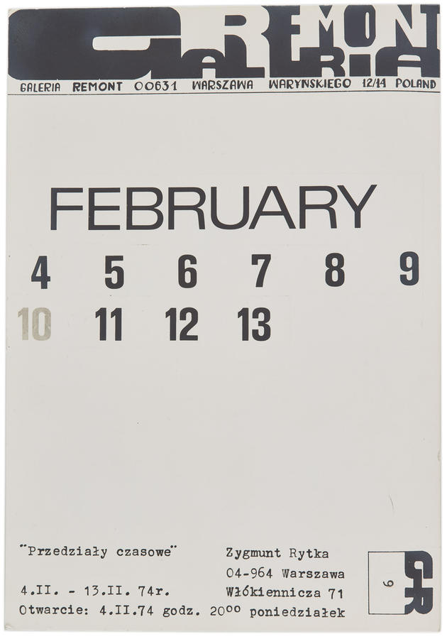 Plakat do wystawy Zygmunta Rytki pt. &bdquo;Przedziały czasowe&rdquo;