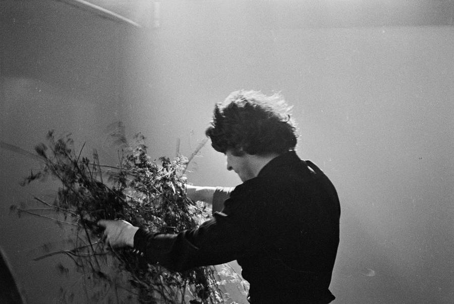 Krzysztof Zarębski, performans &bdquo;Kwiaty&rdquo;, Liga Kobiet, Warszawa, 1971