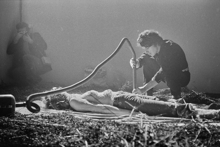 Krzysztof Zarębski, performans &bdquo;Kwiaty&rdquo;, Liga Kobiet, Warszawa, 1971