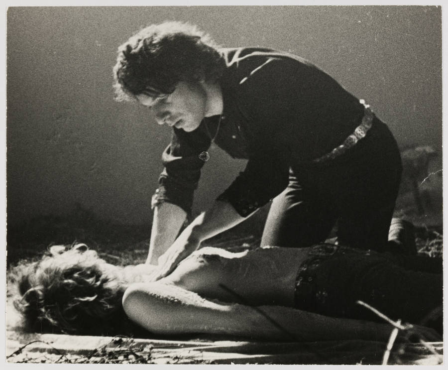 Krzysztof Zarębski, performans &bdquo;Kwiaty&rdquo;, Liga Kobiet, Warszawa, 1971