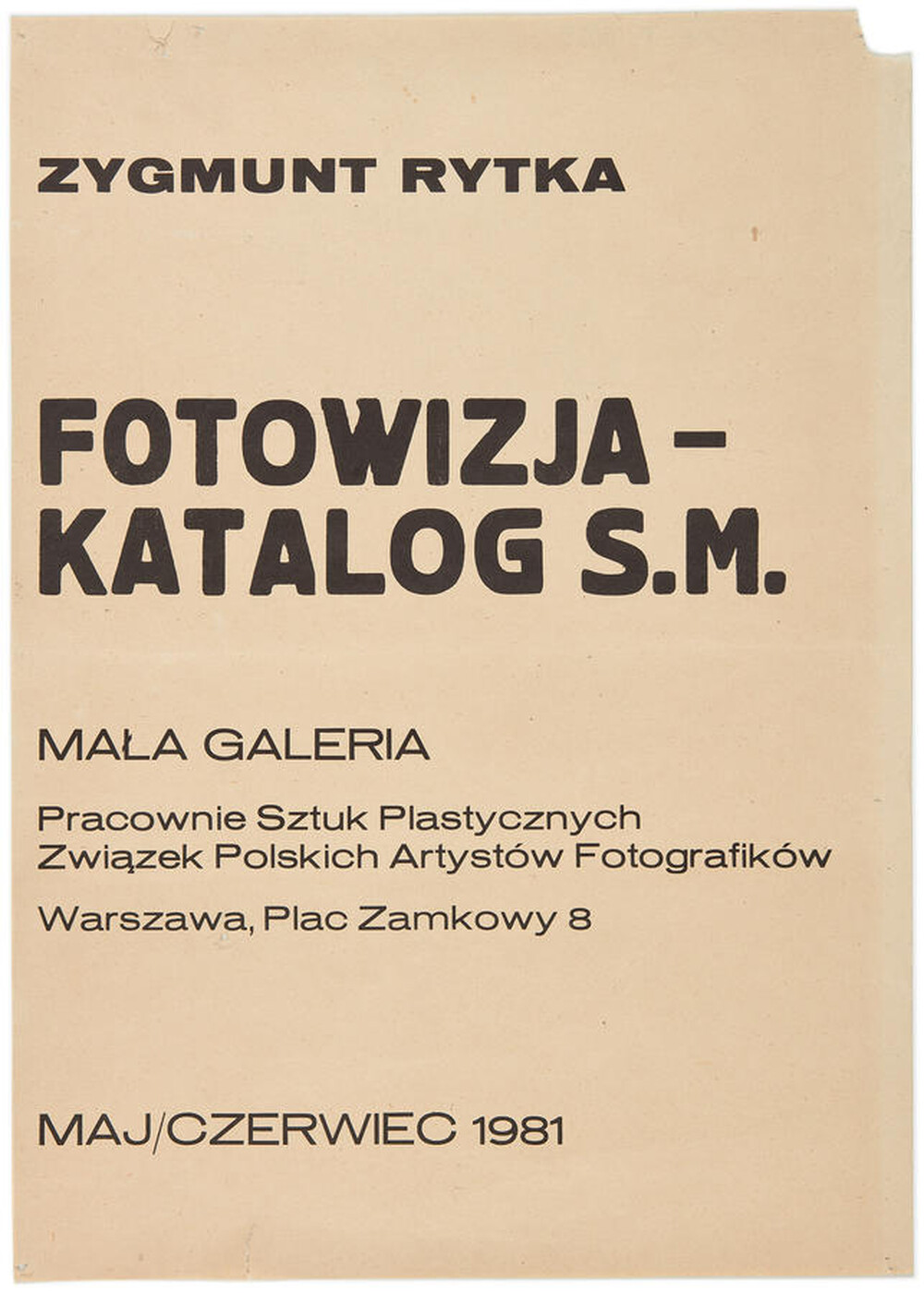 Poster for Zygmunt Rytka's exhibition "Photovision - s.m. Catalogue"