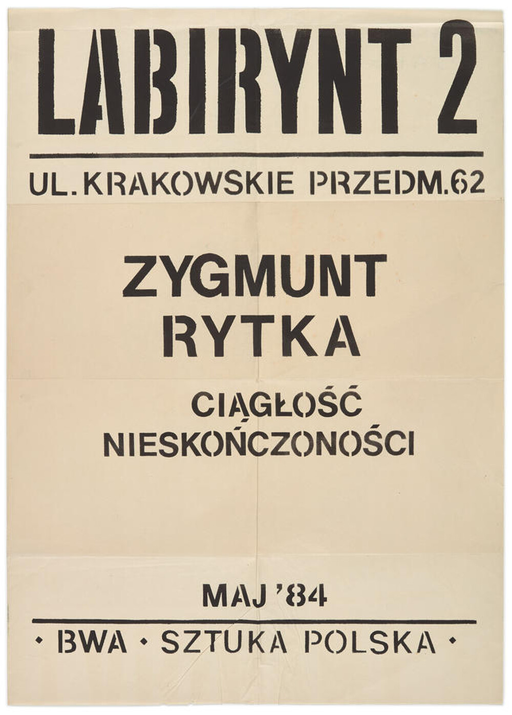 Plakat do wystawy Zygmunta Rytki &bdquo;Ciągłość nieskończoności&rdquo;