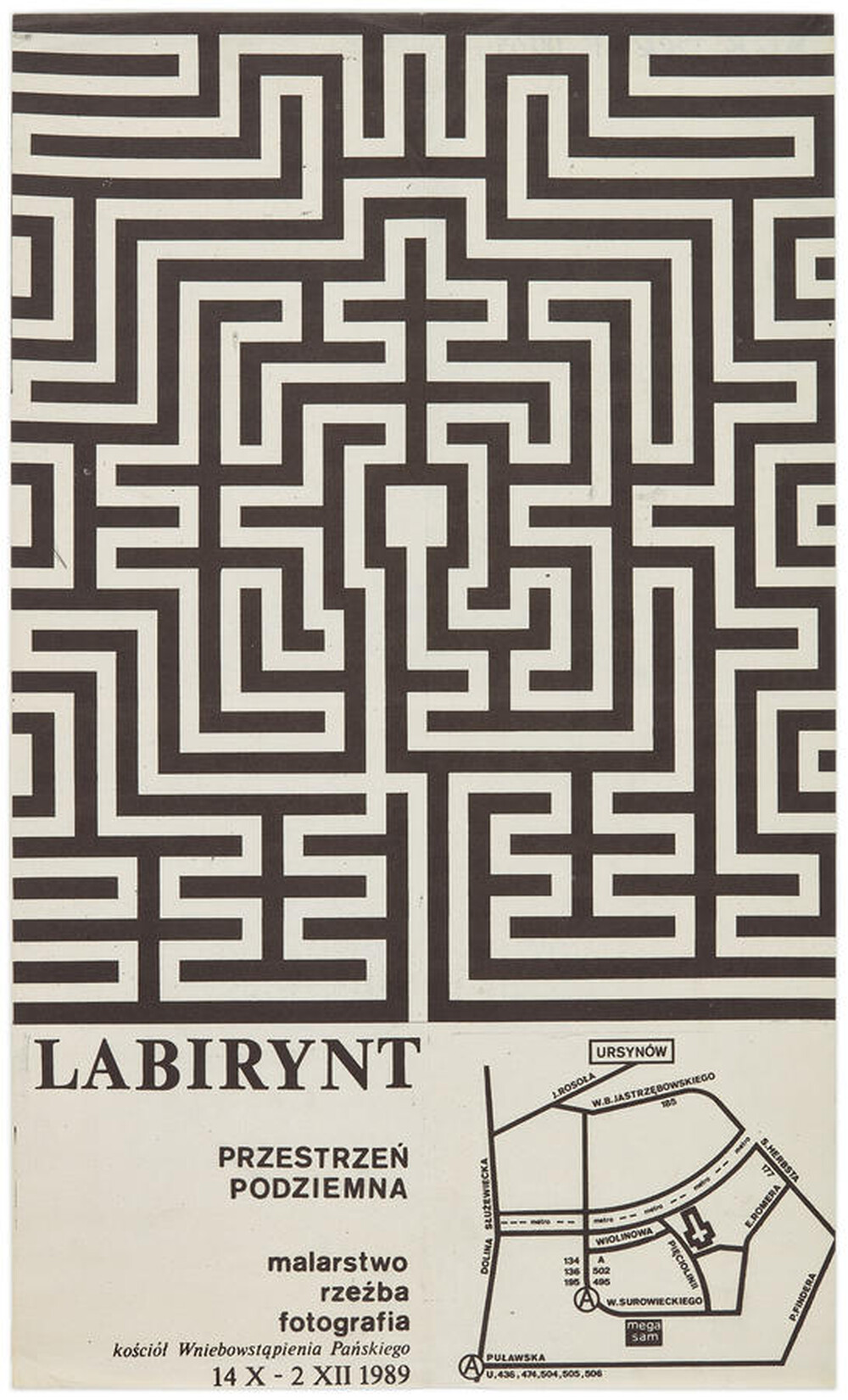Plakat do wystawy &bdquo;Labirynt - przestrzeń podziemna - malarstwo, rzeźba, fotografia&rdquo;