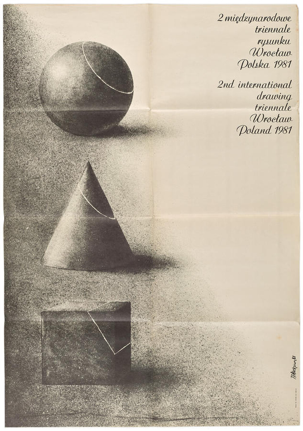 Plakat informujący o wydarzeniu &bdquo;II międzynarodowe triennale rysunku&rdquo;