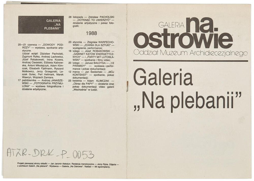 Na Plebanii Gallery information brochure