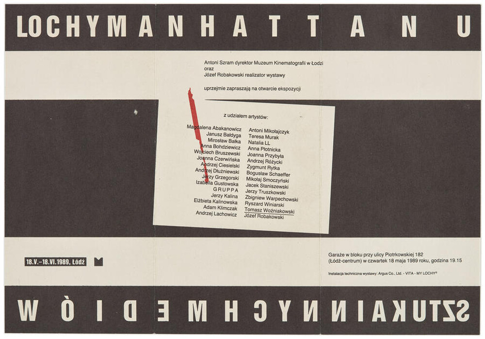 Invitation for the opening of J&oacute;zef Robakowski's exhibition "The Dungeons of Manhattan or the Art of Other Media"