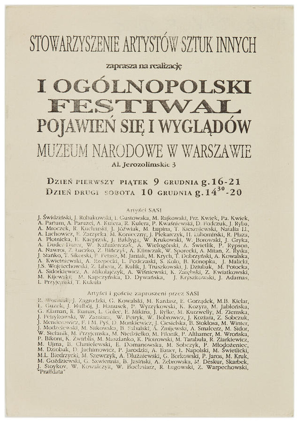Invitation to the 1st Polish National Appearing and Appearances Festival
