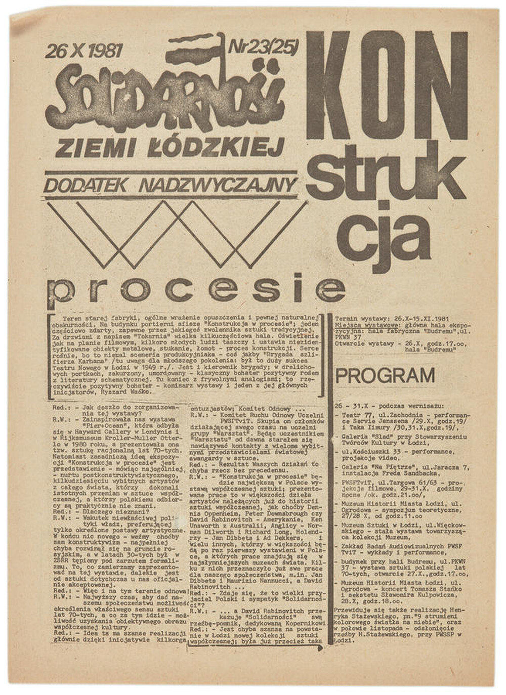 Solidarity Trade Union Ł&oacute;dź district's publication Construction in Process