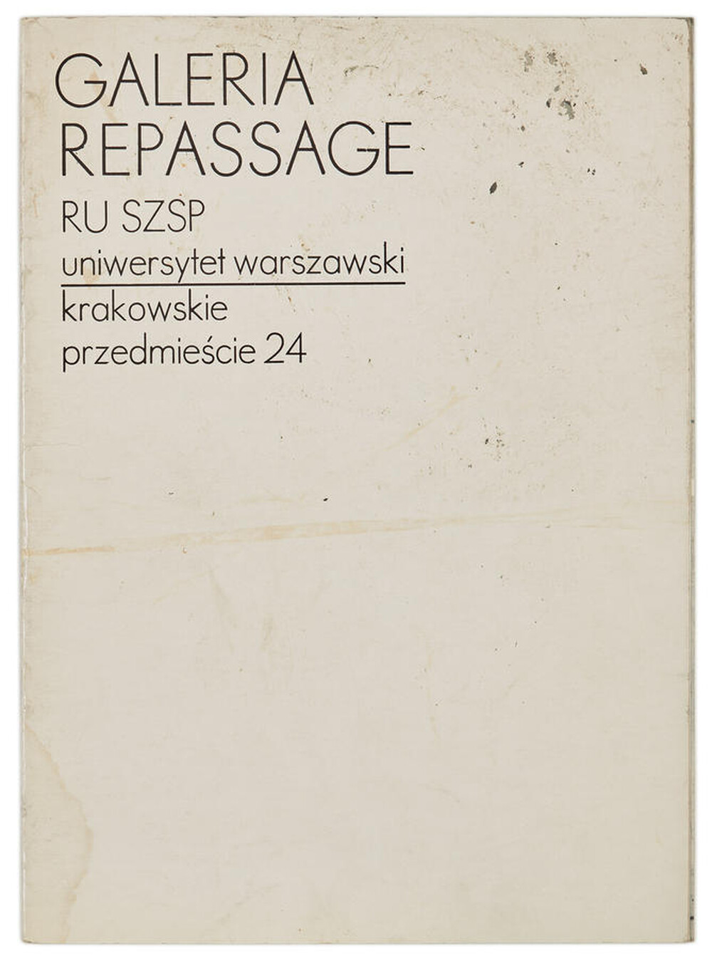Repassage Gallery information bulletin