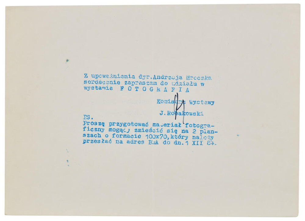 Invitation to the exhibition "Photography"