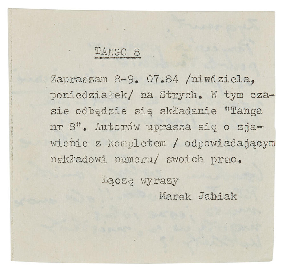 Invitation to submit "Tango no. 8"