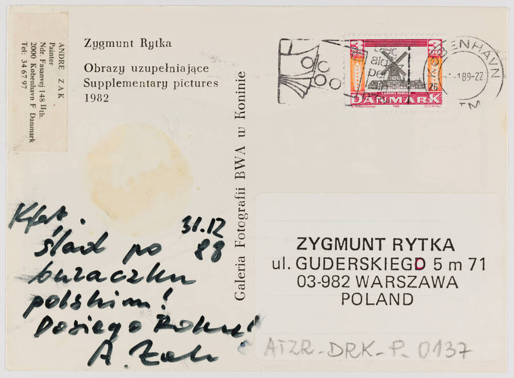 "Complementary Pictures" by Zygmunt Rytka postcard (reverse)