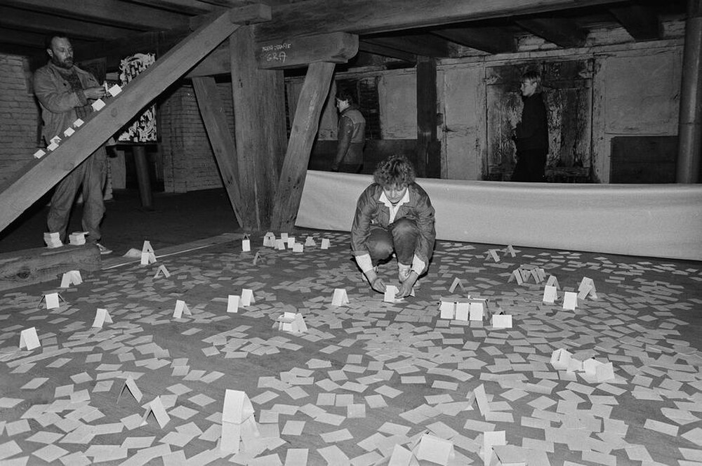 Plein-air "Work Offered", Karlino, 1987