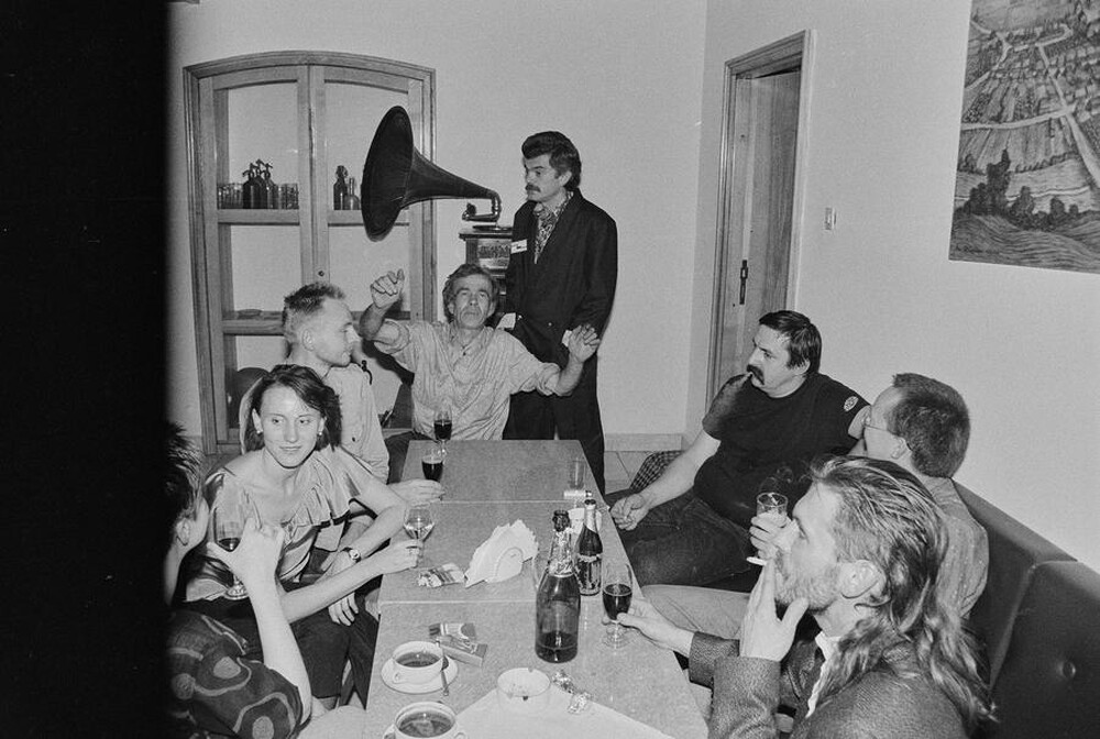 Exhibition "Construction in Process" (opening), Ł&oacute;dź, 1990