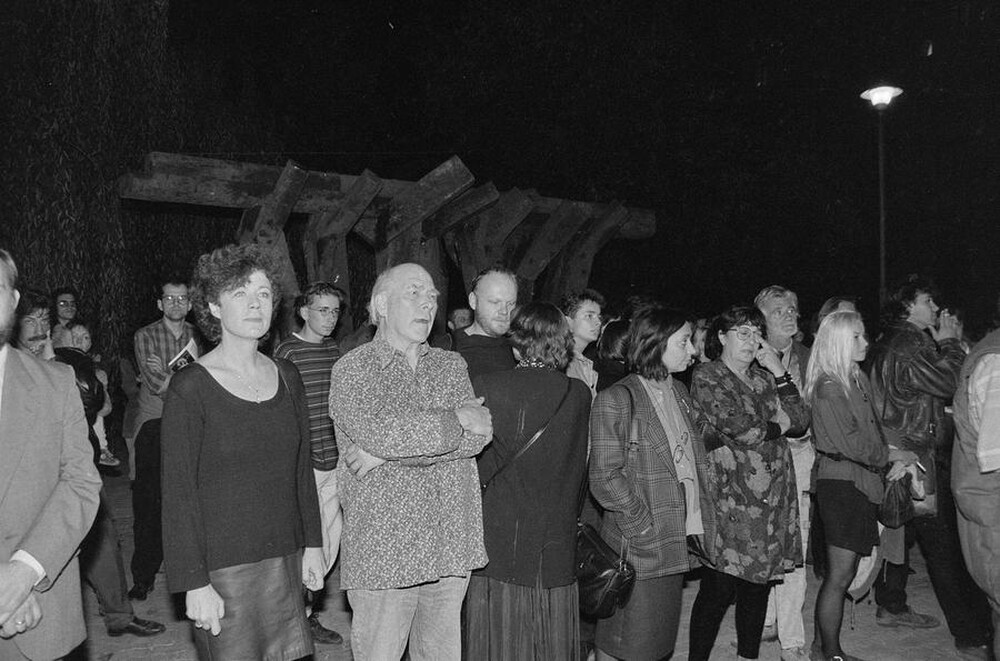 Exhibition "Construction in Process" (opening), Ł&oacute;dź, 1990