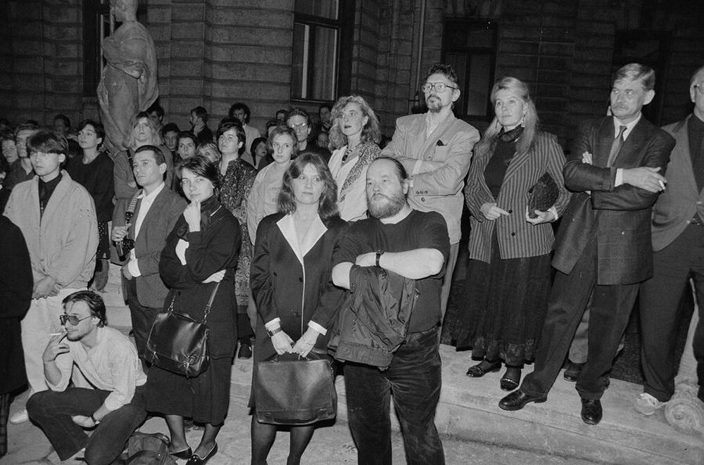Exhibition "Construction in Process" (opening), Ł&oacute;dź, 1990