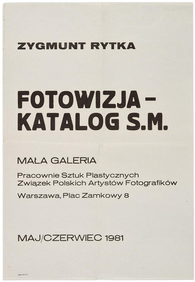 Poster for Zygmunt Rytka's exhibition "Photovision - s.m. Catalogue"