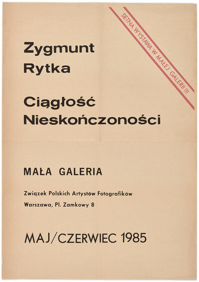Poster for Zygmunt Rytka's exhibition "Continual Infinity"