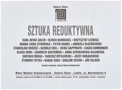 Poster for the exhibition "Reductive Art"