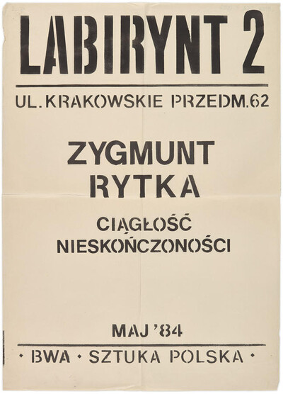 Poster for Zygmunt Rytka's exhibition "Continual Infininity"