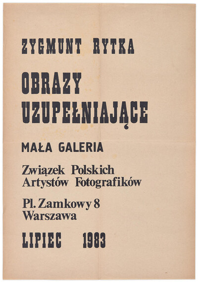 Poster for Zygmunt Rytka's exhibition "Complementary Images"