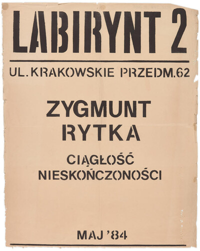 Poster for Zygmunt Rytka's exhibition "Continual Infinity"