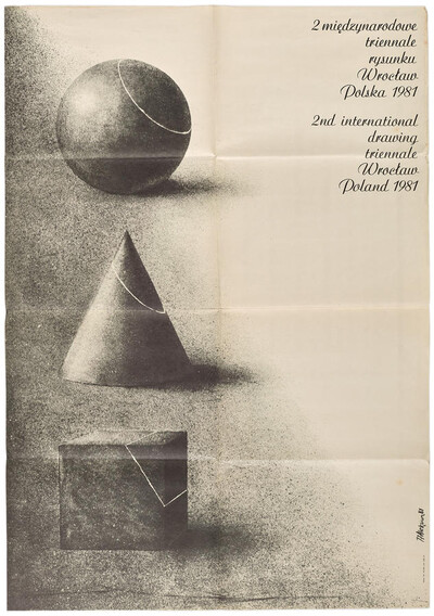 Plakat informujący o wydarzeniu &bdquo;II międzynarodowe triennale rysunku&rdquo;