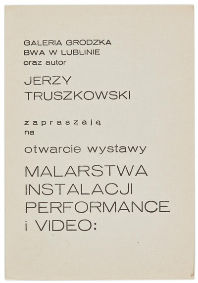 Invitation to the opening of an exhibition by Jerzy Truszkowski