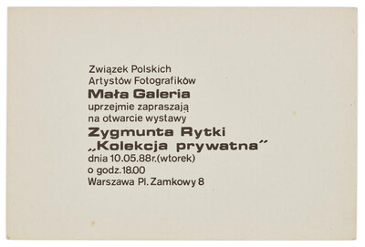 Invitation to Zygmunt Rytka's exhibition "Private Collection