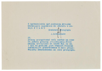 Invitation to take part in the Film section