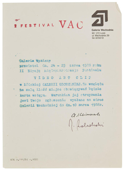 Invitation to the 2nd edition of the VIDEO ART CLIP International Festival
