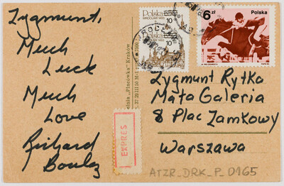 Postcard from Richard Boulez (reverse)