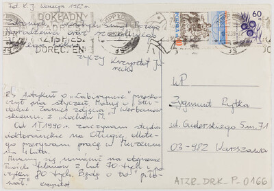 Postcard from Krzysztof Jurecki (reverse)