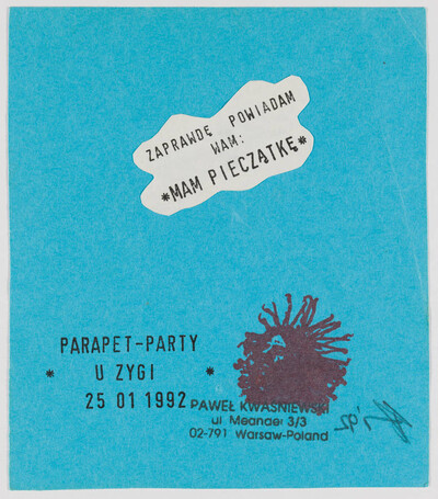 Invitation to Parapet-party "U Zygi