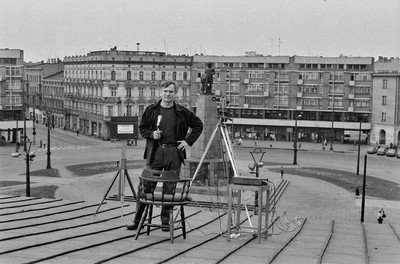 Video Eye action, J&oacute;zef Robakowski, part of Andrzej Partum's Art Hotel, Ł&oacute;dź, 1990