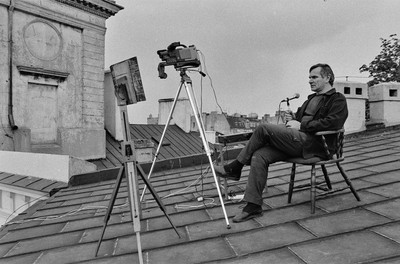 Video Eye action, J&oacute;zef Robakowski, part of Andrzej Partum's Art Hotel, Ł&oacute;dź, 1990