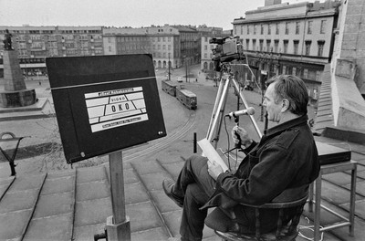Video Eye action, J&oacute;zef Robakowski, part of Andrzej Partum's Art Hotel, Ł&oacute;dź, 1990