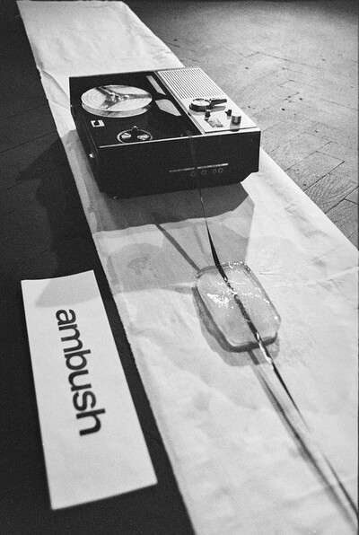 Krzysztof Zarębski, performance of "Ambush", Repassage Gallery, Warsaw, 1974
