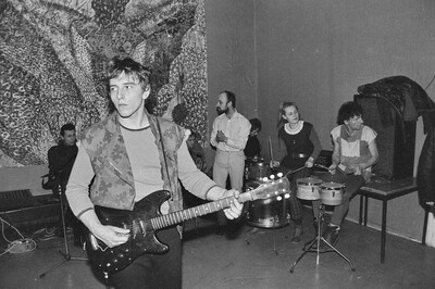 Communal painting, happening at Stodoła Gallery, Warsaw, 1986