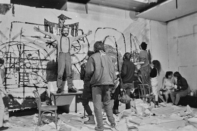 Communal painting, happening at Stodoła Gallery, Warsaw, 1986