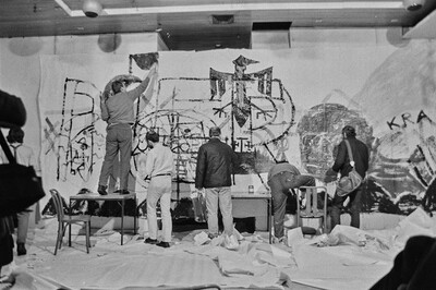 Communal painting, happening at Stodoła Gallery, Warsaw, 1986
